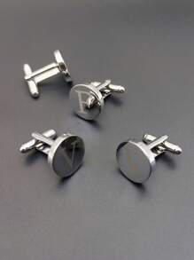 1 paire Boutons De Manchette De Simple Et À La Mode Pour Homme laser 26 Alphabet Anglais