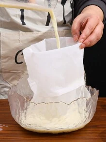 2个装豆浆尼龙过滤袋坚果奶袋茶/咖啡/酸奶过滤器厨房可重复使用袋式过滤器 - 白色 - 查看 3