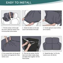 Stretch Recliner Sofa Covers, Reclining Couch Covers With Pockets, Jacquard Reclining Sofa Covers Soft Washable Furniture Protector With Elastic Bottom - Dark Grey - View 10