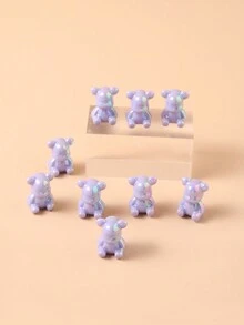 chenming 9入組帶直孔的亞克力小熊珠,非常適合日常穿戴diy項鍊和珠寶製作批發 - 黑色 - 查看 8