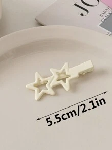2pcs Women's Sweet Star Decorated Hair Clips, Suitable For Daily Use - Beige - View 3