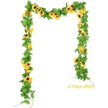 1入組人造向日葵藤蔓,菊花藤蔓和雛菊花環裝飾材料,可用於婚禮/家居/戶外花園/學校/生日派對的diy頭花製作 - 均碼 - 查看 5