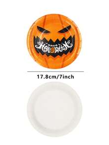 6PCS Đồ dùng trang trí tiệc Halloween Đĩa giấy hình quả bí ngô, Đĩa đựng cốc tiệc dùng một lần Vật dụng trang trí tiệc Halloween, Giáng sinh - Nhiều màu - Xem 7