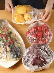 100入/袋一次性食品蓋,廚房冰箱水果食品保護防塵碗杯蓋袋,可重複使用的塑料彈性碗蓋,帶有彈性的食品儲存蓋殘留物碗蓋,家庭戶外野餐塑料包裝袋覆蓋保持你的食物新鮮和安全!午餐袋保溫便攜式學校午餐盒多功能野餐袋