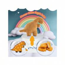 18英寸（33cm）恐龍雞塊毛絨玩具，Di-No恐龍雞塊毛絨玩具，軟恐龍雞塊靠枕，適用於生日禮物、恐龍主題派對裝飾 - 香檳色 - 查看 4