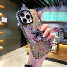 1入時尚的半透明黑色和多彩蜘蛛設計手機殼,適用於iphone。簡約而時尚的設計,適合男女使用 - 彩色 - 查看 4