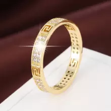 1pc Elegant Copper & Cubic Zirconia Inlaid Ring For Women - Gold - View 13