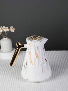 Termo de café de 1000ml con diseño de piedra blanca, estilo arábigo. Botella térmica de agua de vidrio rosa con doble aislamiento que mantiene la temperatura durante 12 horas. Termo de café aislado doble para café caliente, jugo y té, ideal para volver al colegio - mármol blanco - Ver 2