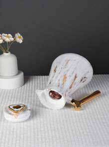Termo de café de 1000ml con diseño de piedra blanca, estilo arábigo. Botella térmica de agua de vidrio rosa con doble aislamiento que mantiene la temperatura durante 12 horas. Termo de café aislado doble para café caliente, jugo y té, ideal para volver al colegio - mármol blanco - Ver 4