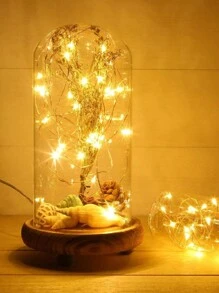 1/3/5/10 件多色 LED 仙女灯串，带室内电池供电 LED 灯串，适用于花园家居派对婚礼节日装饰 - 金色 - 查看 2