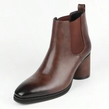 男士高跟靴彈性鞋,時尚商務正式靴