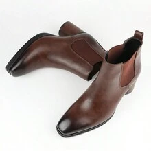 男士高跟靴彈性鞋,時尚商務正式靴