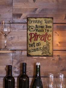Putuo Decor 1 pezzo Targa in metallo vintage con disegno alcolico, "Bere rum prima di mezzogiorno ti rende un pirata, non un alcolizzato", arredo da parete per casa, bar, pub, club, locale uomini, 20 x 30 cm - Multicolore - Visualizzare 2