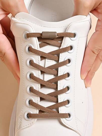 1 par knytfria skosnören med kapselspänne, elastiska modeskosnören passar sneakers, vardagsskor, vita skor, basketskor, träningsskor, löparskor, skoaccessoarer presentidéer