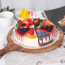 6 Piezas Modelo De Pastel De Cumpleaños Con Crema Realista Y Modelo De Pastel De Frutas Con Forma Triangular Y Modelo De Tarta Y Modelo De Pan Para Decoración Del Hogar Y Atrezo Fotográfico - Multicolor - Ver 5
