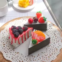 6 Piezas Modelo De Pastel De Cumpleaños Con Crema Realista Y Modelo De Pastel De Frutas Con Forma Triangular Y Modelo De Tarta Y Modelo De Pan Para Decoración Del Hogar Y Atrezo Fotográfico - Multicolor - Ver 4