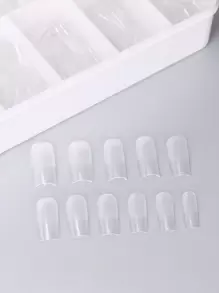 550 Stuks Medium Vierkant Zachte Gel Nagel Tip, Volledige Dekking Nagel Tips Voor Losweken Nagel Tips Helder Pre-Buff Valse Druk Op Nagel Met Case Voor Nagelsalons En Diy Nail Art, 11 Maten Druk Op Nagels Nagelbenodigdheden