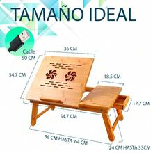 Mesa De Cama Bambu Base Enfriadora Para Laptop 2 Ventiladores - Camel - Ver 4