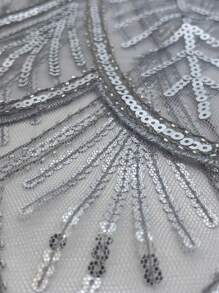 1入組女士銀創意樹葉形狀發亮亮片晚上披肩,偉大適合派對洋裝,晚餐穿戴,和其他正式場合 - 銀色 - 查看 4