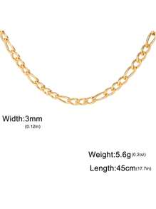 1pc Men's Stainless Steel Figaro Chain Necklace, Punk Style Long & Thick Chain, Versatile & Simple, Couple's Jewelry Gift