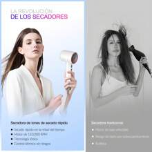 Laifen Swift Special Secadora de Pelo, 110000 RPM motor sin escobillas, Secador de Cabello Iones negativos para secado más rápido, control termo inteligente, secadora de viaje con pistola magnética para la protección del cabello, Secadora profesional de alta velocidad, poco ruido. - Plateado - Ver 4