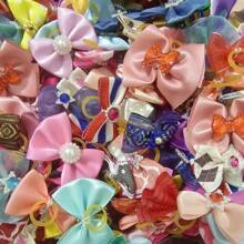 20入組/50入組/100入組五彩隨機寵物毛結蝴蝶結頭飾花型配件，適用於狗和貓，公主風格頭飾 - 彩色 - 查看 6