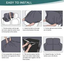 Stretch Recliner Sofa Covers, Reclining Couch Covers With Pockets, Jacquard Reclining Sofa Covers Soft Washable Furniture Protector With Elastic Bottom - Màu be - Xem 10