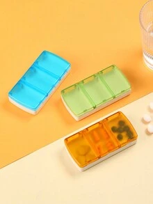 3-compartment Matte Clear Pill Organizer Case, Easy Carry Morning Noon Night Flip Top Pill Box, Pill Splitting Storage Container - Orange - View 5