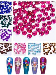 24-Grid Nail Charms Hotspot, Flat Bottom Resin Neon Electroplated AB Resin Diamond Nail Decorations, 2mm Diamond, 3mm Diamond
