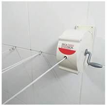 Varal Retrátil de Parede Recolhível Roupas Corda 30m Manivela Seca Fácil Grande Externo Interno Trevisan - Branco - Visão 7