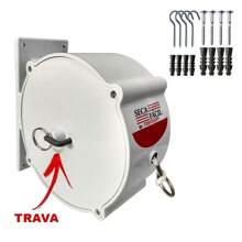 Varal Retrátil de Parede Recolhível Roupas Corda 30m Manivela Seca Fácil Grande Externo Interno Trevisan - Branco - Visão 2