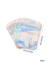 50pcs Earring Ring Necklace Organza Drawstring Pouch Jewelry Packaging Bags - Silver - View 4