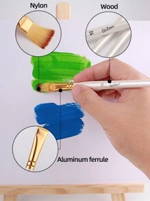 5入組長椭圓形畫筆套裝,專為兒童、diy愛好者、學生設計,適用於丙烯、油漆刷、水彩、膠彩、美術學生筆、描邊筆、毛筆 - 杏色 - 查看 4