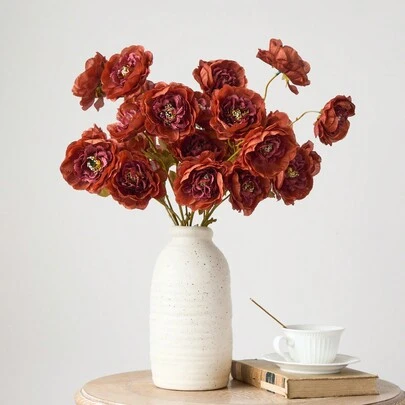 1/3/6支装仿真丝牡丹花，长茎设计，适用于婚礼、庆典装饰、DIY插花、家居客厅卧室餐厅装饰、生日毕业礼物等。