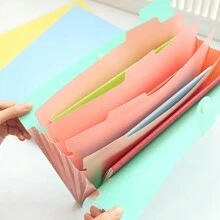 1入組糖果色多層pp考試紙張支架,塑料文件信封適用於文具儲存 - 粉色 - 查看 3