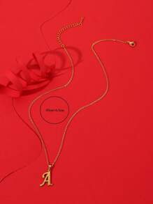 1pc Collier Pendentif De Lettre Anglaise Simple Et À La Mode Pour Femme, Doré, Lettre De Grande Taille (26 Lettres)