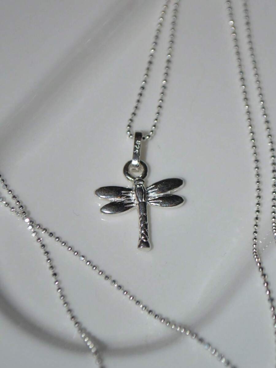 925 Silver Pendant Necklace With 925 Silver Chain - dragon-fly - View 1