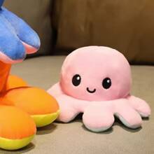 Peluche reversible de pulpo, muñeco de pulpo reversible de doble cara, pulpo de estado de ánimo, peluche de pulpo, muñeco fidget de pulpo - Rosa+Azul - Ver 6