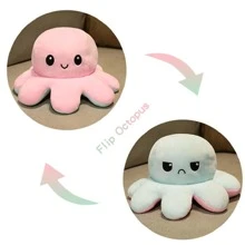 Peluche reversible de pulpo, muñeco de pulpo reversible de doble cara, pulpo de estado de ánimo, peluche de pulpo, muñeco fidget de pulpo - Rosa+Azul - Ver 5