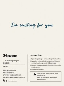 纹身贴纸，1 张口号图形临时纹身，适合女性，成人纹身贴纸，逼真纹身字母，适合女性和女孩 - 黑色 - 查看 5