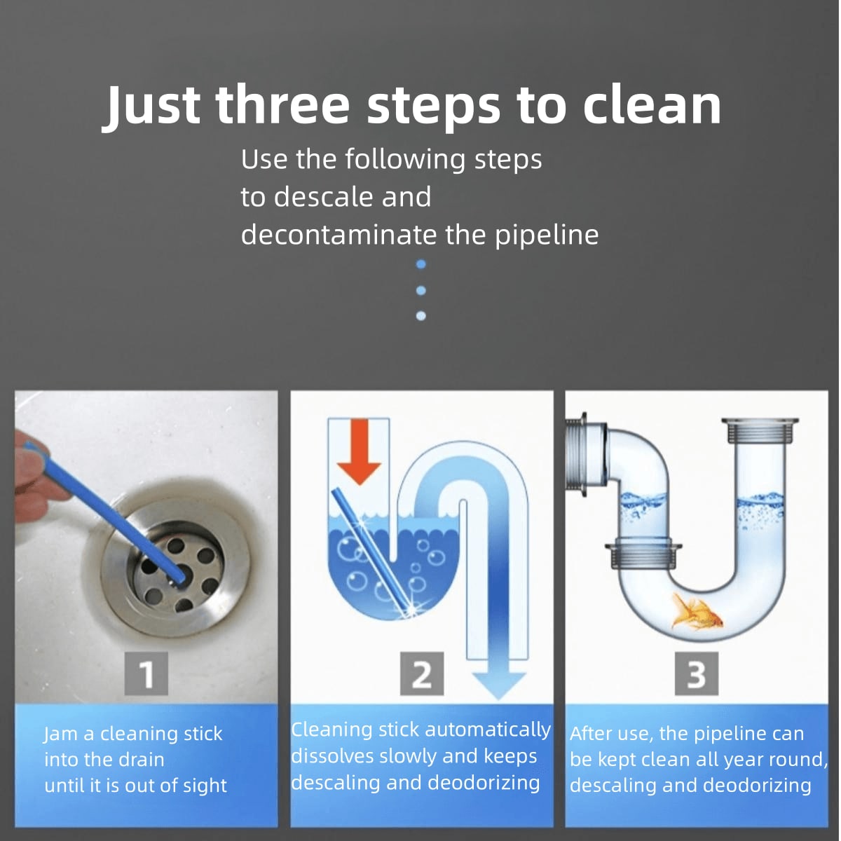 12pcs Drain Cleaning Sticks & Deodorizer, Enzyme Drain Cleaner