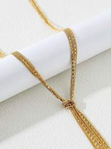 時尚的y形項鍊 - 金黃色 - 查看 1