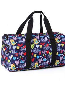 17 英寸时尚图案旅行单肩包、运动健身行李包、搬家包、飞机包、适合男孩、女孩、儿童、学生、户外、野餐、便携式收纳包 - 彩色 - 查看 3