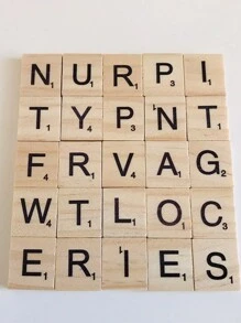 Drewniane płytki z literami, litery Scrabble do rękodzieła, dekoracja prezentów z drewna DIY, tworzenie podstawek alfabetu i krzyżówka Scrabble - Kolor khaki - Zobacz 7