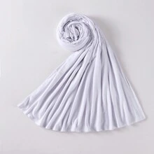 1條女士針織彈性頭巾長式頭巾絲巾 - 白色 - 查看 1