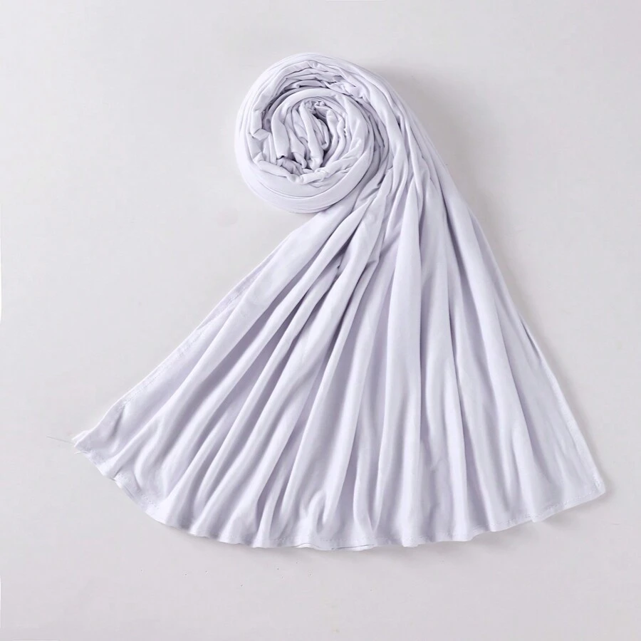 1條女士針織彈性頭巾長式頭巾絲巾 - 白色 - 查看 1