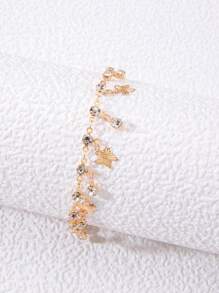 imoli Pulsera tobillera con diamante de imitación & con accesorio de mariposa - Amarillo Oro - Ver 5