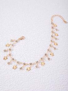 imoli Pulsera tobillera con diamante de imitación & con accesorio de mariposa - Amarillo Oro - Ver 8