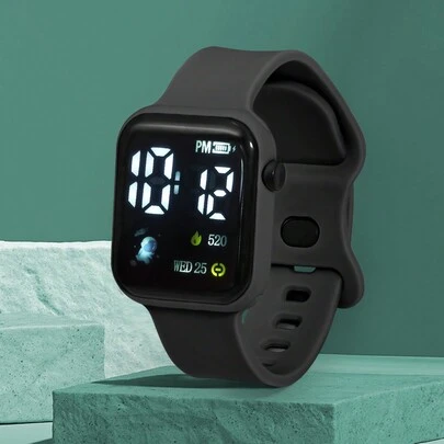 1个儿童/青少年学生TPU材质宇航员休闲运动方形数字手表，适合日常生活