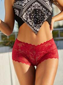 5 piezas/paquete Bragas tipo hipster de encaje transparente, de colores, con estilo, cómodas y transpirables, para dama - Multicolor - Ver 7